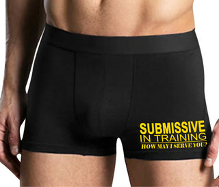 Submissive In Training How May I Serve You - Mens Black Boxer Brief