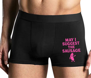 I Suggest The Sausage - Mens Black Boxer Brief