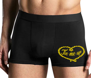 Tie Me Up - Cute Rope Design - Mens Black Boxer Brief