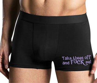 Take These Off And Fuck Me - Mens Black Boxer Brief