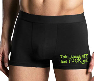 Take These Off And Fuck Me - Mens Black Boxer Brief
