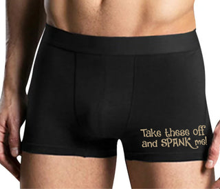 Take These Off And Spank Me - Mens Black Boxer Brief