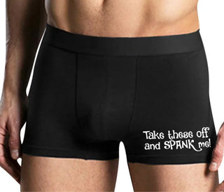 Take These Off And Spank Me - Mens Black Boxer Brief