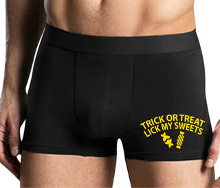 Trick Or Treat Lick My Sweets - Mens Black Boxer Brief