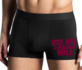 Use My Sissy Hole - Mens Black Boxer Brief