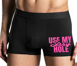 Use My Sissy Hole - Mens Black Boxer Brief