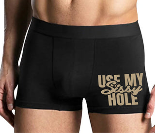 Use My Sissy Hole - Mens Black Boxer Brief