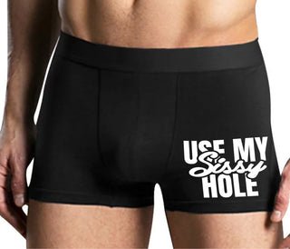 Use My Sissy Hole - Mens Black Boxer Brief
