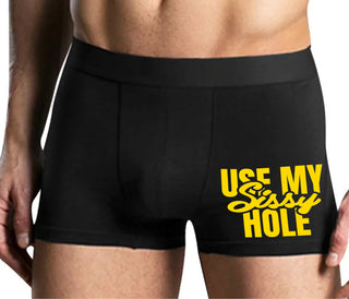 Use My Sissy Hole - Mens Black Boxer Brief