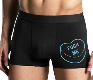 Fuck Me - Valentines Day Candy - Mens Black Boxer Brief