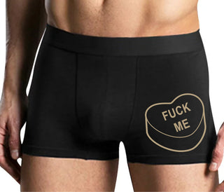 Fuck Me - Valentines Day Candy - Mens Black Boxer Brief