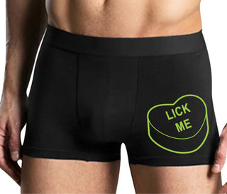 Valentines Day Candy - Lick Me - Mens Black Boxer Brief