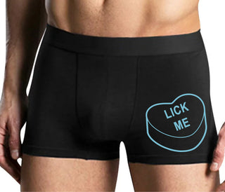 Valentines Day Candy - Lick Me - Mens Black Boxer Brief