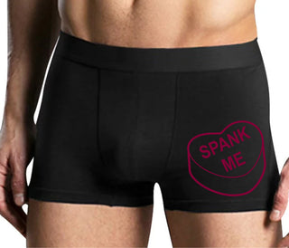 Valentines Day Candy - Spank Me - Mens Black Boxer Brief