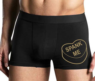Valentines Day Candy - Spank Me - Mens Black Boxer Brief
