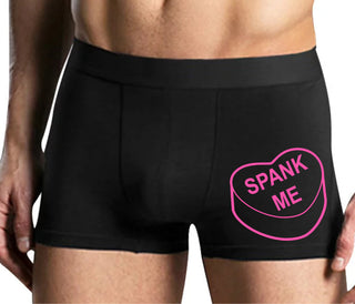 Valentines Day Candy - Spank Me - Mens Black Boxer Brief