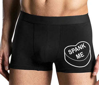 Valentines Day Candy - Spank Me - Mens Black Boxer Brief