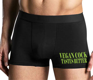 Vegan Cock Tastes Better - Mens Black Boxer Brief