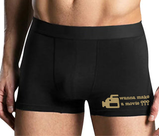 Wanna Make A Movie - Mens Black Boxer Brief