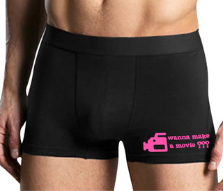 Wanna Make A Movie - Mens Black Boxer Brief