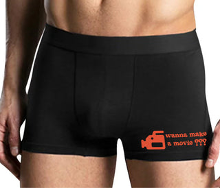Wanna Make A Movie - Mens Black Boxer Brief