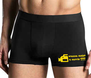 Wanna Make A Movie - Mens Black Boxer Brief