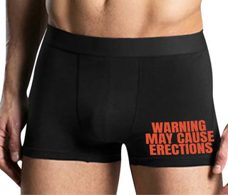 Warning May Cause Erections - Mens Black Boxer Brief