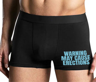 Warning May Cause Erections - Mens Black Boxer Brief