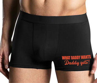 What Daddy Wants Daddy Gets - Mens Black Boxer Brief