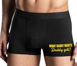 What Daddy Wants Daddy Gets - Mens Black Boxer Brief