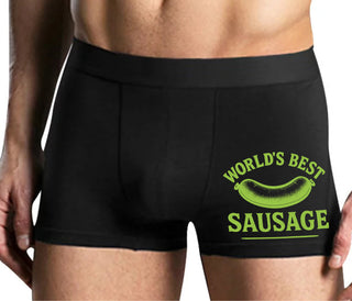Worlds Best Sausage - Mens Black Boxer Brief