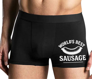 Worlds Best Sausage - Mens Black Boxer Brief