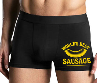 Worlds Best Sausage - Mens Black Boxer Brief