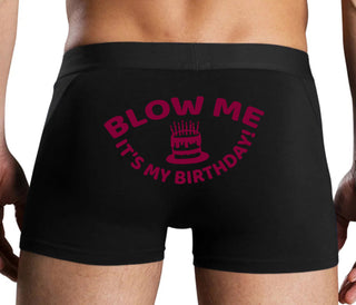 Blow Me Its My Birthday - Black Boxer Brief