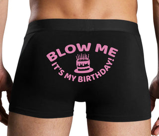 Blow Me Its My Birthday - Black Boxer Brief
