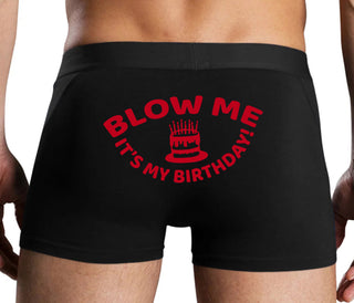 Blow Me Its My Birthday - Black Boxer Brief