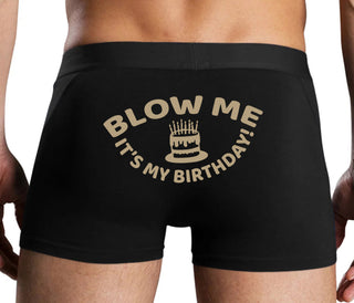Blow Me Its My Birthday - Black Boxer Brief