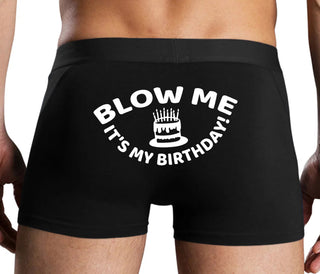 Blow Me Its My Birthday - Black Boxer Brief