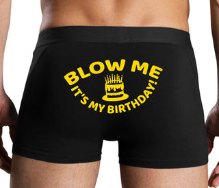 Blow Me Its My Birthday - Black Boxer Brief