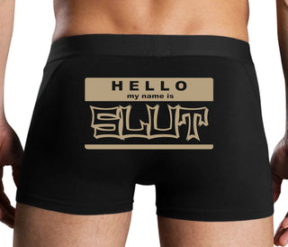 Hello My Name Is Slut - Black Boxer Brief