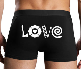 Love Fire Fighter - Black Boxer Brief
