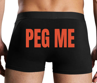 Peg Me - Bold Logo - Black Boxer Brief