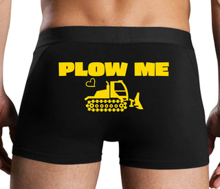 Plow Me - Funny Tractor Design - Black Boxer Brief