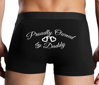 Proudly Owned By Daddy - Black Boxer Brief