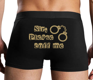 Sir Please Cuff Me - Black Boxer Brief