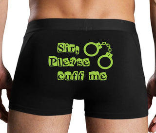 Sir Please Cuff Me - Black Boxer Brief