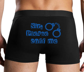 Sir Please Cuff Me - Black Boxer Brief