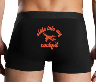 Slide Into My Cockpit - Black Boxer Brief