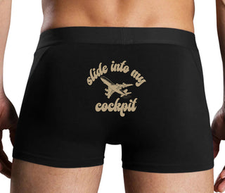 Slide Into My Cockpit - Black Boxer Brief