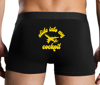 Slide Into My Cockpit - Black Boxer Brief